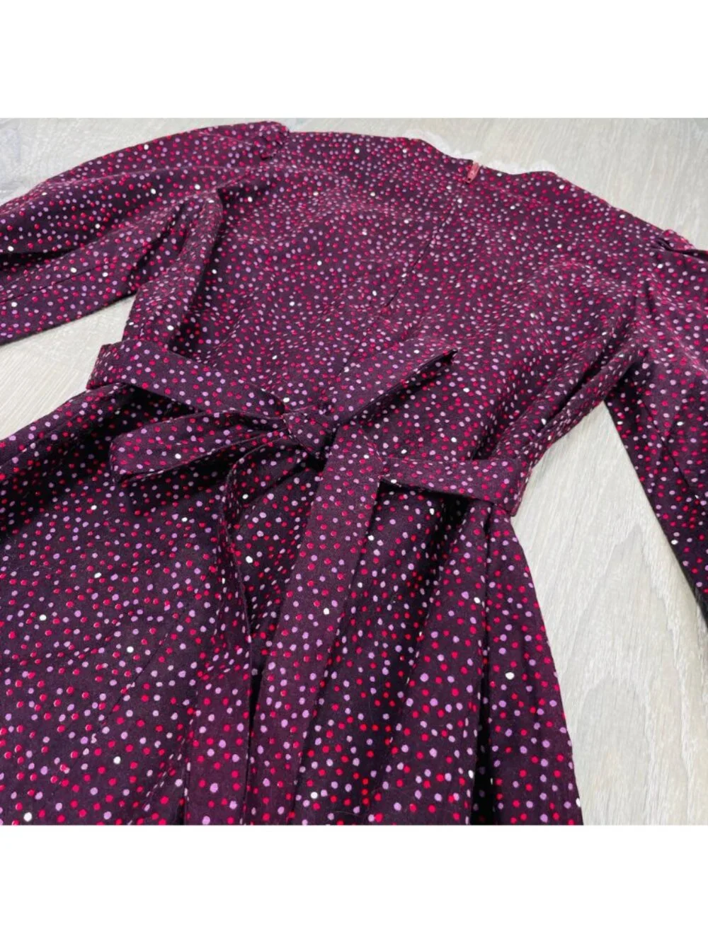 Vintage 70s 80s Girls Polka Dot Cottagecore Long Sleeve Prairie Dress 6 - 7